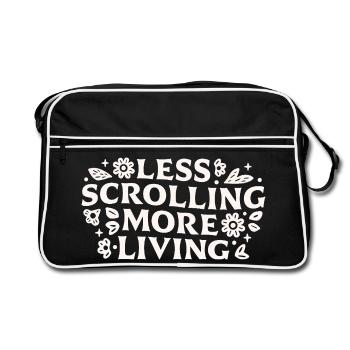 Stop scrolling doomscrolling offline quotes - Retro Bag - black/white - Front