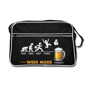 Looking forward to the weekend - beer humor - Retro Bag - black/white - Front