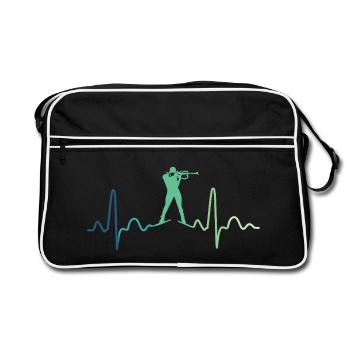 Biathlon Herzschlag-Biathlet - Retro Tasche - Schwarz/Weiß - Vorne