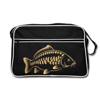 Carp Fish Minimalist Fishing Design - Retro Bag - black/white - Front