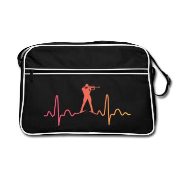 biathlon sunset battement de coeur biathlete - Sac Retro - noir/blanc - Devant