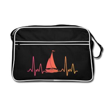 Bateau à voile Sunset battement de coeur voilier - Sac Retro - noir/blanc - Devant