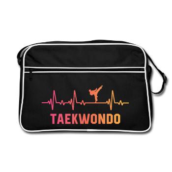 Taekwondo Herzschlag Taekwondo - Retro Tasche - Schwarz/Weiß - Vorne