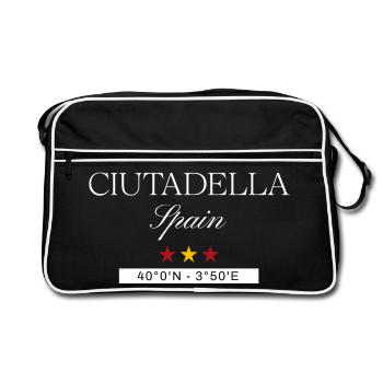 Ciutadella Spanien Souvenir – Reise minimalistisch - Retro Tasche - Schwarz/Weiß - Vorne