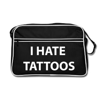 I Hate tattoos  - Retro Tasche - Schwarz/Weiß - Vorne
