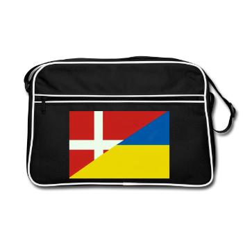 Dänemarkische Ukraine-Flagge – dänische und ukrainische Flagge - Retro Tasche - Schwarz/Weiß - Vorne