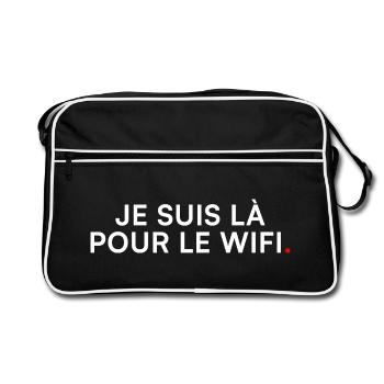 Je suis là pour le wifi – Humour Geek - Sac Retro - noir/blanc - Devant