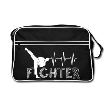 Pulse Kick Martial Arts Heartbeat Symbol fighter - Retro Bag - black/white - Front
