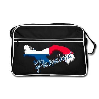 Flag of Panama, map flag of Panama - Retro Bag - black/white - Front