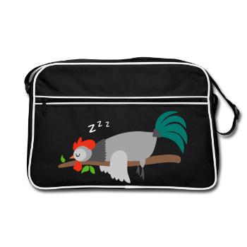Coq Poulet Coq Poulets Coqs Pyjama T-shirt - Sac Retro - noir/blanc - Devant