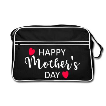 Happy Mother's Day Script Hearts - Retro Bag - black/white - Front