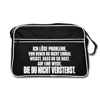 Techniker – Ich löse Probleme - Retro Tasche - Schwarz/Weiß - Vorne