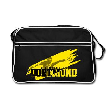 Fussball Dortmund - Retro Tasche - Schwarz/Weiß - Vorne
