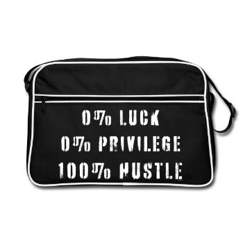 Hustle Quote No Luck Privilege - Retro Bag - black/white - Front