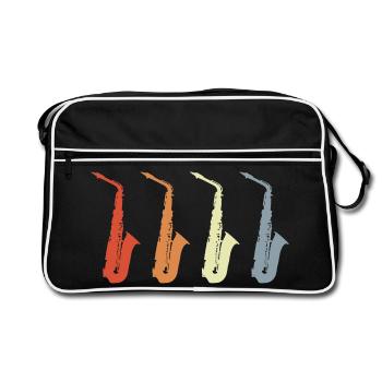 Vintage Saxophon Modelle - Retro Tasche - Schwarz/Weiß - Vorne
