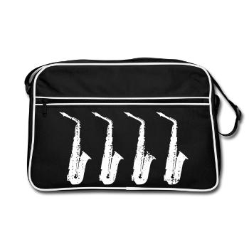 Retro Saxophon Modelle - Retro Tasche - Schwarz/Weiß - Vorne