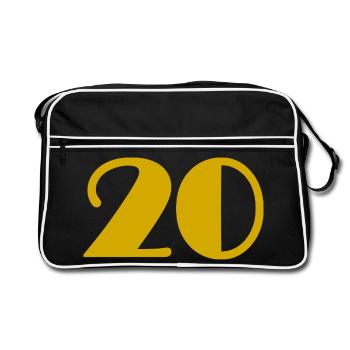 20. 20 ANS. 20e ANNIVERSAIRE. ANNIVERSAIRE 20 ANS. - Sac Retro - noir/blanc - Devant