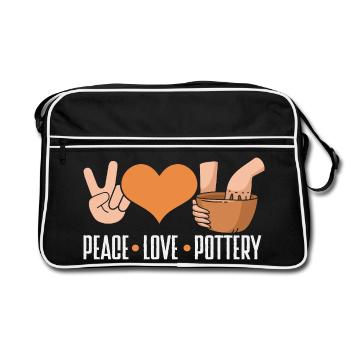 Peace Love Ceramic Art Fans - Retro Bag - black/white - Front