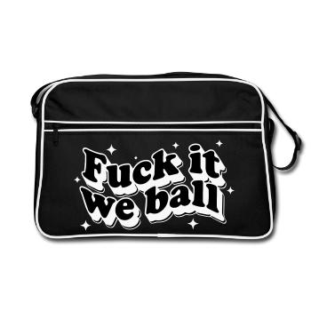 Scheiß drauf, wir sind Ball – Retro Stars White - Retro Tasche - Schwarz/Weiß - Vorne