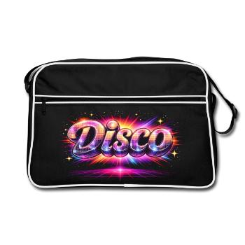 Disco Lettering Neon 80s Style - Retro Bag - black/white - Front