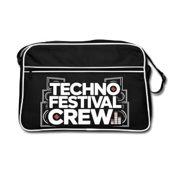Techno Festival Crew – Techo Party Outfit - Retro Bag - black/white - Front