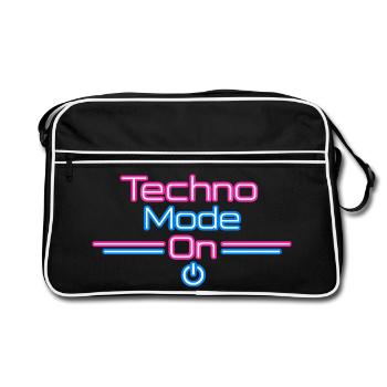 Techno Mode Neon On - Retro Bag - black/white - Front