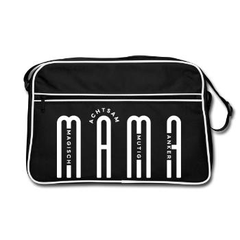 Modernes MAMA Design in Weiß für dunkle Mode - Retro Tasche - Schwarz/Weiß - Vorne