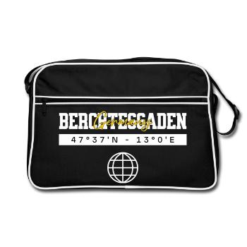 Berchtesgaden Bayern Koordinaten Reise Souvenir - Retro Tasche - Schwarz/Weiß - Vorne