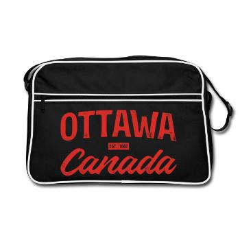 Ottawa Canada Retro Script Red - Retro Bag - black/white - Front