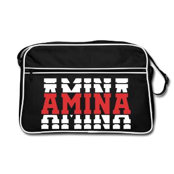 t-shirt Amina t-shirt idée cadeau texte empilé - Sac Retro - noir/blanc - Devant