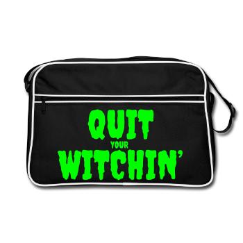 Sorcière verte effrayante Quit Design - Sac Retro - noir/blanc - Devant