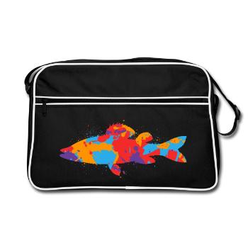 Coloré Zander Angler Design Zander Pêche Pêche - Sac Retro - noir/blanc - Devant
