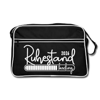 Ruhestand 2026 Loading – Stilvolles Motiv Pension  - Retro Tasche - Schwarz/Weiß - Vorne