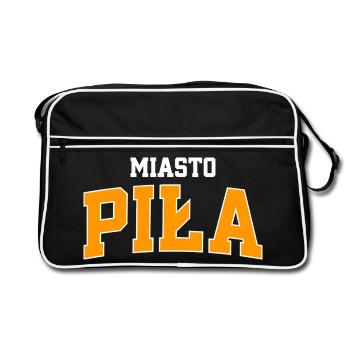 Sportlogo der Stadt Piła - Retro Tasche - Schwarz/Weiß - Vorne