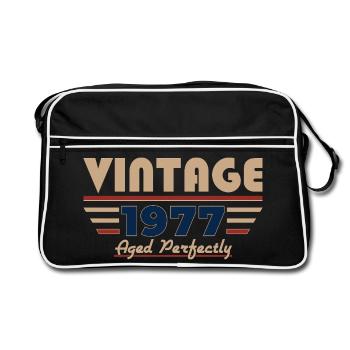 49. Geburtstag Geschenk Mann Vintage Jahrgang 1977 - Retro Tasche - Schwarz/Weiß - Vorne