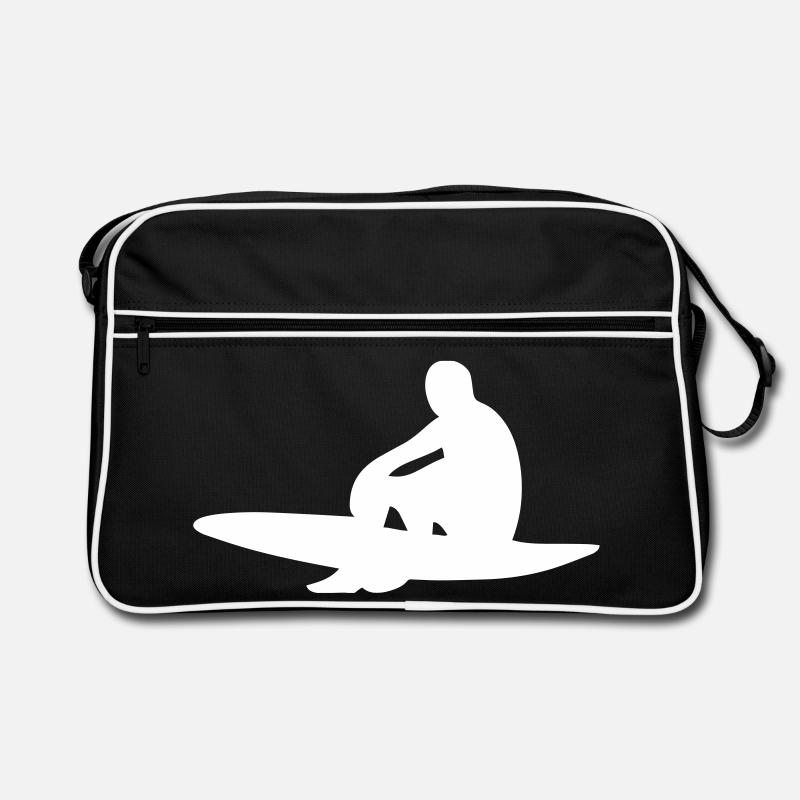 Surfer mit Surfboard Retro Tasche