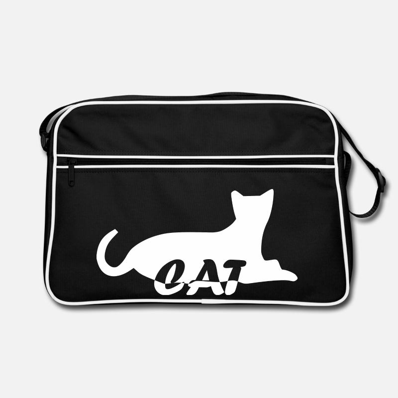 Katze Katze Katze Katze Katze Katze Katze Mieze - Retro Tasche - Schwarz/Weiß