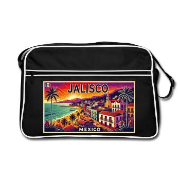 Jalisco Mexiko Strand Palmen Design - Retro Tasche - Schwarz/Weiß - Vorne