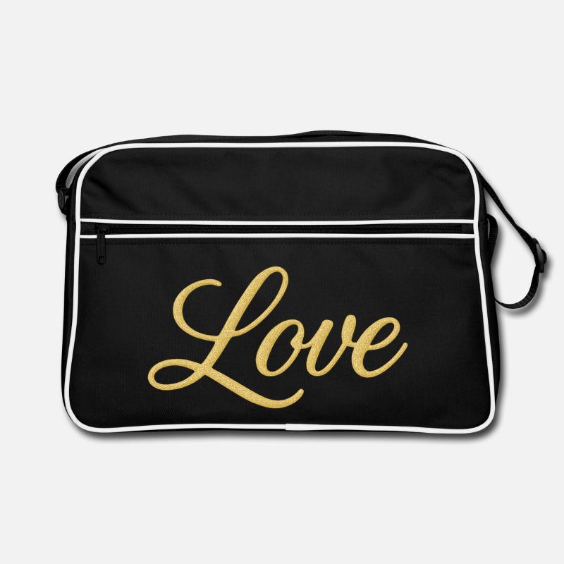 Gold Glitter Love Script Design Retro Tasche