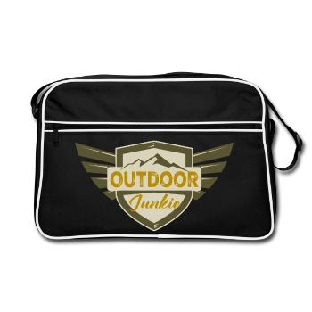 Abenteuerliche Outdoor Abenteuer Grafik - Retro Tasche - Schwarz/Weiß - Vorne