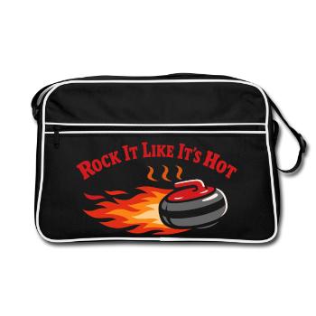 Curling, balayage drôle, cardio dur avec balai - Sac Retro - noir/blanc - Devant