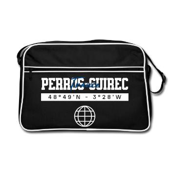 Perros-Guirec Frankreich Koordinaten Reise - Retro Tasche - Schwarz/Weiß - Vorne