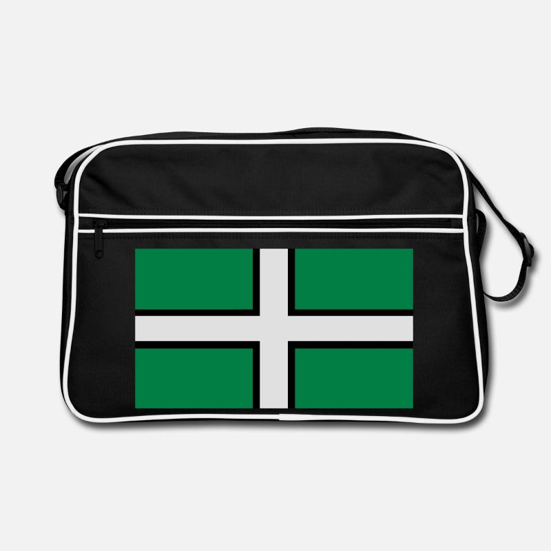 Saint Petroc's Flag - Flag of Devon - Retro Bag - black/white