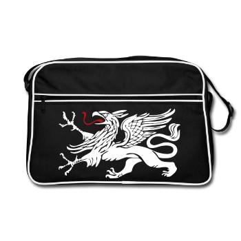 Griffon Rostock en blanc avec languette rouge - Sac Retro - noir/blanc - Devant