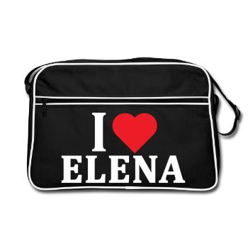 t-shirt J’adore Elena t-shirt idée cadeau - Sac Retro - noir/blanc - Devant