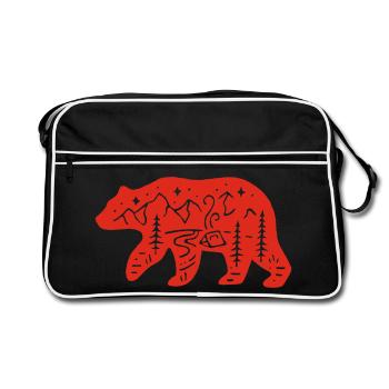 Ours rouge totem de la nature - Sac Retro - noir/blanc - Devant