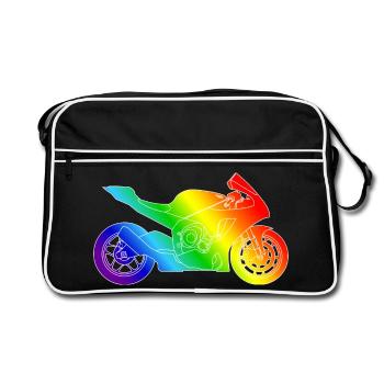 Moto supersport aux couleurs de l’arc-en-ciel - Sac Retro - noir/blanc - Devant