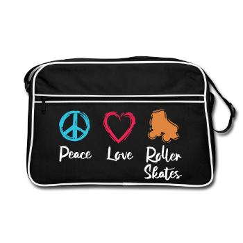 Frieden Liebe Rollerskates - Retro Tasche - Schwarz/Weiß - Vorne