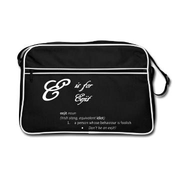 E steht für Eejit Funny Dictionary Definition Design - Retro Tasche - Schwarz/Weiß - Vorne