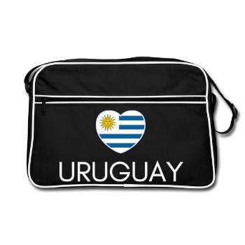 Cœur avec le drapeau uruguayen, j’aime l’Uruguay - Sac Retro - noir/blanc - Devant